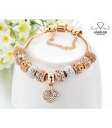 GOLD & SILVER CHARM BRACELET - HEART DROP
