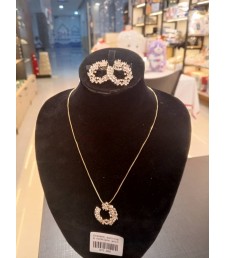 Crescent earning & necklace gold