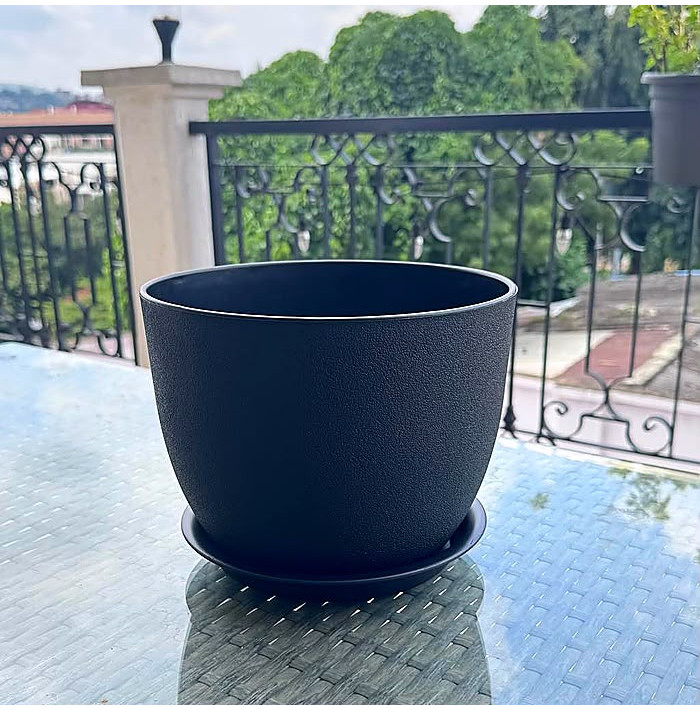 Black Self Design Plastic Planter