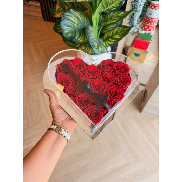Forever Rose  - red in heart shape box