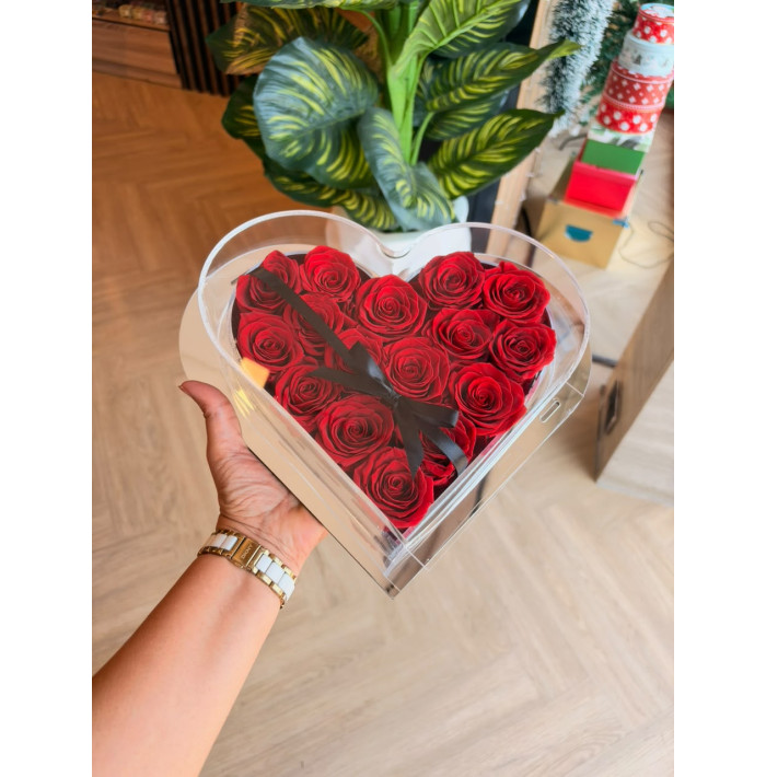 Forever Rose  - red in heart shape box